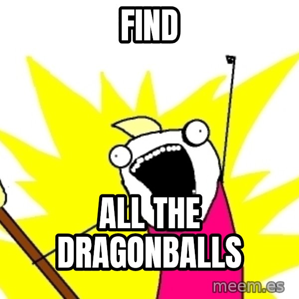 X ALL THE THINGS meme: Find / All the Dragonballs