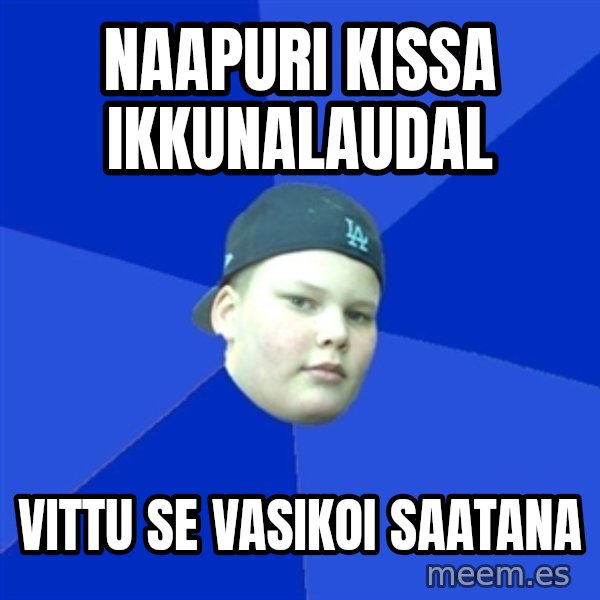 Jonnen Neuvo meme: NAAPURI KISSA IKKUNALAUDAL / VITTU SE VASIKOI SAATANA