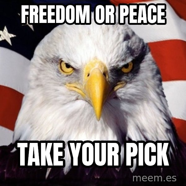 American Pride Eagle meme: freedom or peace / take your pick