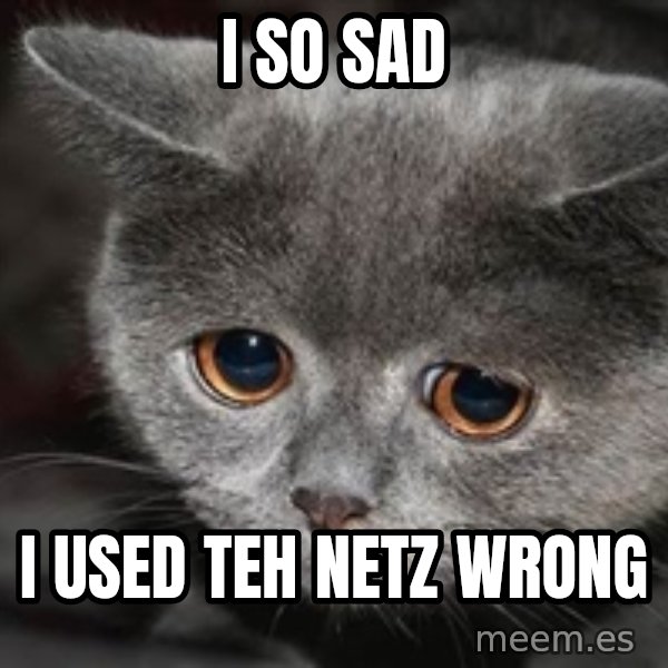 Sadcat meme: I SO SAD / i used teh netz wrong