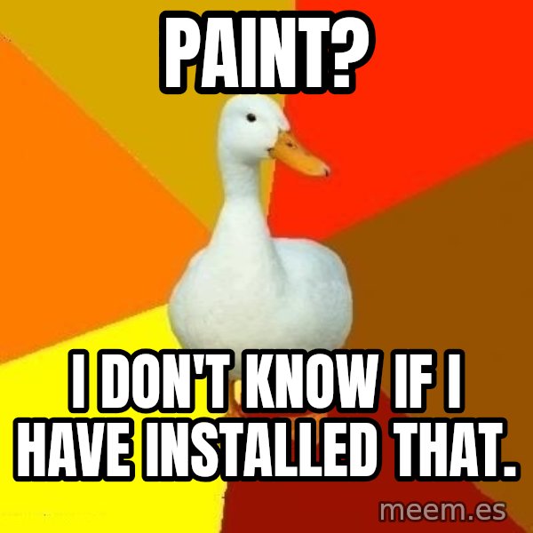 Technologically Impaired Duck meme: Paint? / I don't know If I have installed that.