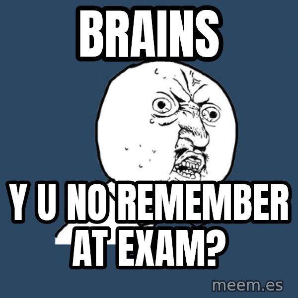 Y U No meme: Brains / y u no remember at exam?