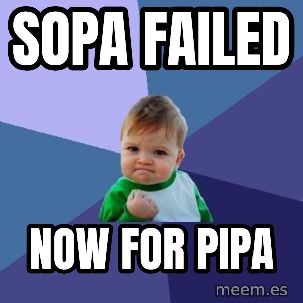 Success Kid meme: SOPA FAILED / NOW FOR PIPA