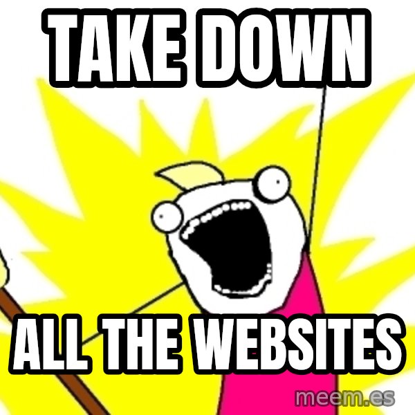X ALL THE THINGS meme: TAKE DOWN / ALL THE WEBSITES