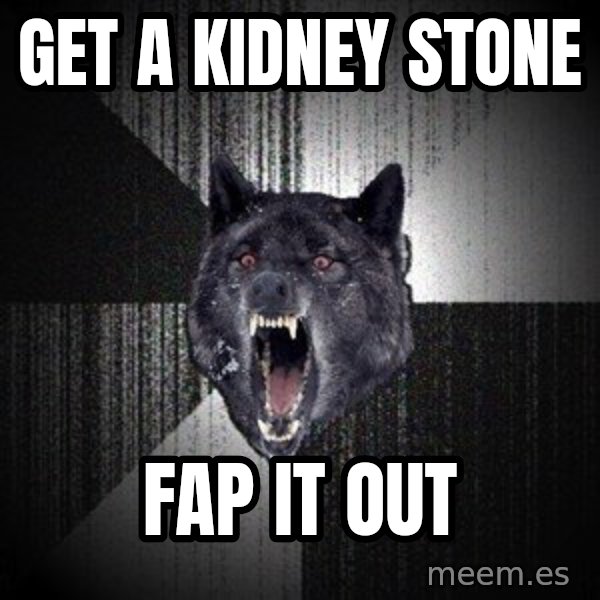Insanity Wolf meme: GET A KIDNEY STONE / FAP IT OUT