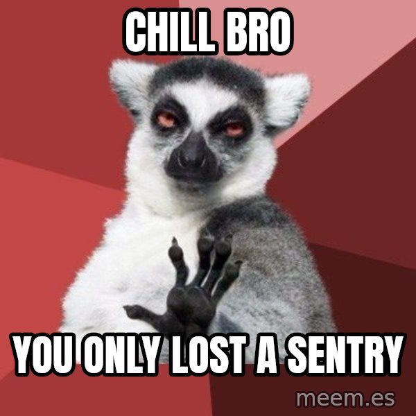 Chill Out Lemur meme: Chill bro / you only lost a sentry