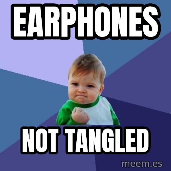 Success Kid meme: Earphones / Not tangled