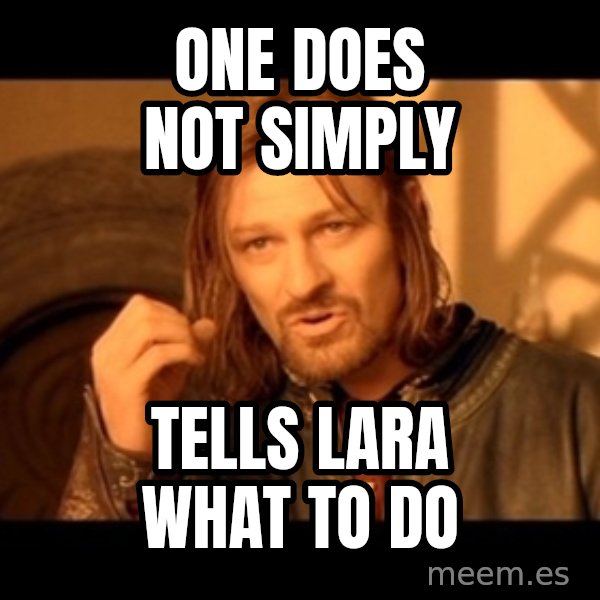 Lord Of The Rings Boromir One Does Not Simply Mordor meme: one does not simply / tells lara what to do