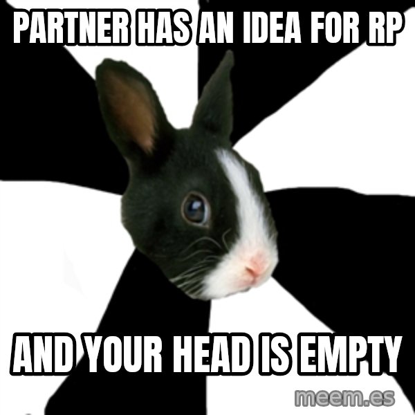 Roleplaying Rabbit meme: partner has an idea for rp / and your head is empty
