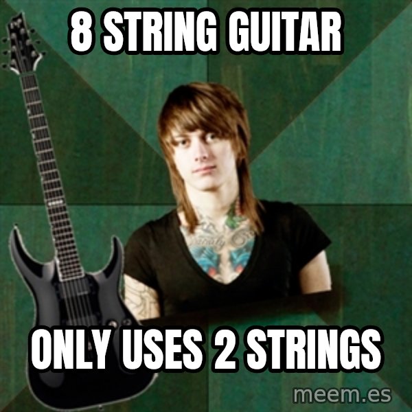 Progressive Guitarist meme: 8 String guitar / Only uses 2 strings