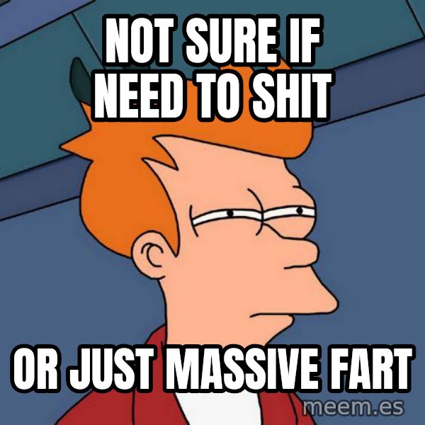 Futurama Fry meme: not sure if need to shit / or just massive fart