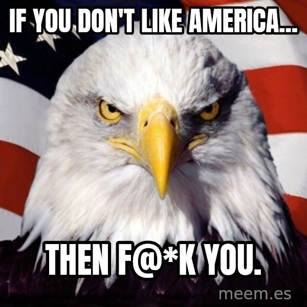 American Pride Eagle meme: IF YOU DON'T LIKE AMERICA... / THEN F@*K YOU.