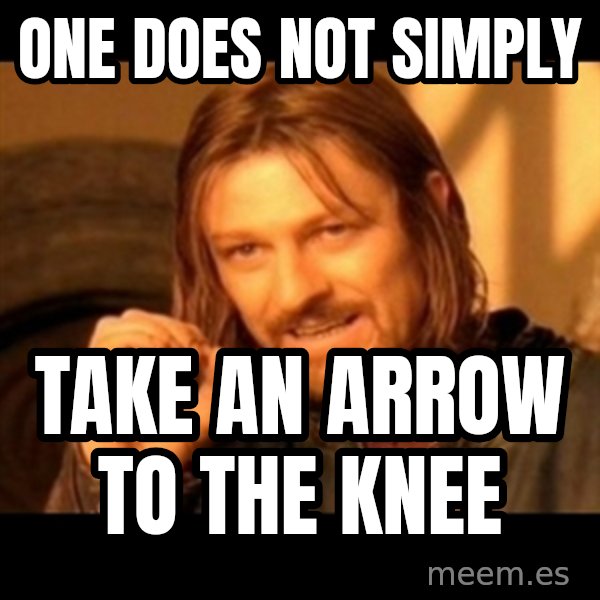 One Does Not Simply meme: ONE DOES NOT SIMPLY / TAKE AN ARROW TO THE KNEE