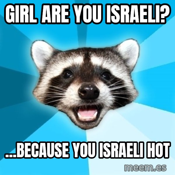 Lame Pun Coon meme: Girl are you israeli? / ...because you Israeli Hot
