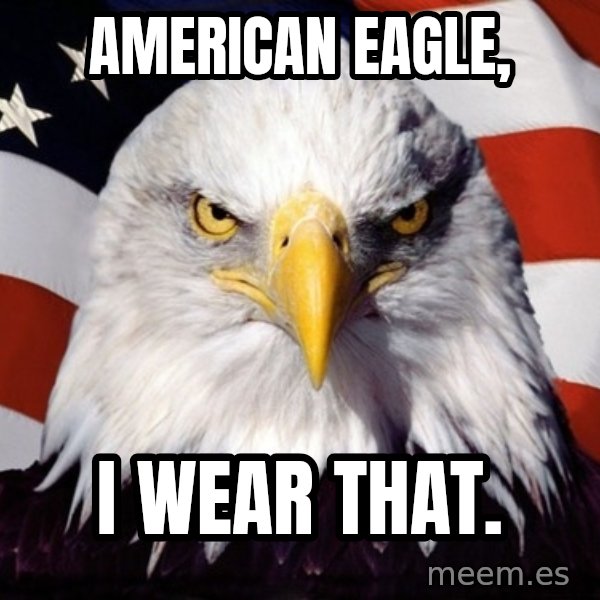 American Pride Eagle meme: American eagle, / i wear that.
