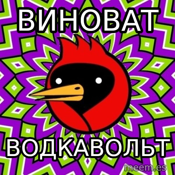 Omsk Crow meme: ВИНОВАТ / ВОДКАВОЛЬТ
