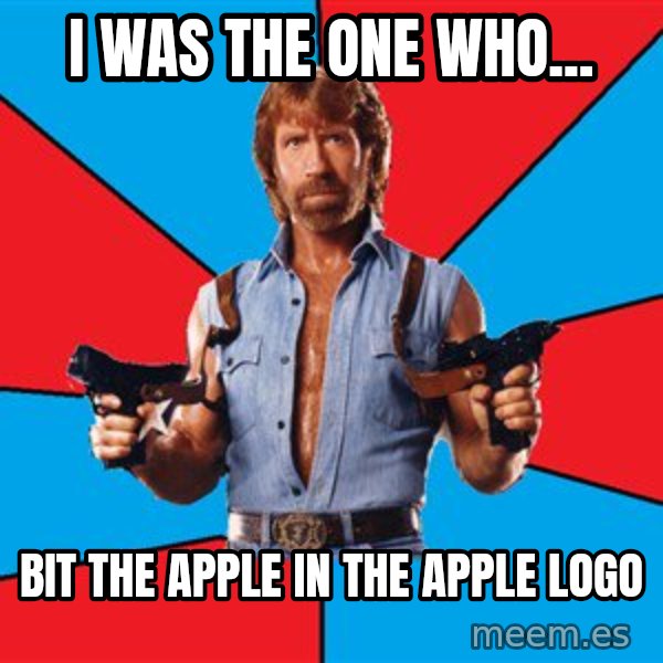 Chuck Norris  meme: i was the one who... / bit the apple in the apple logo