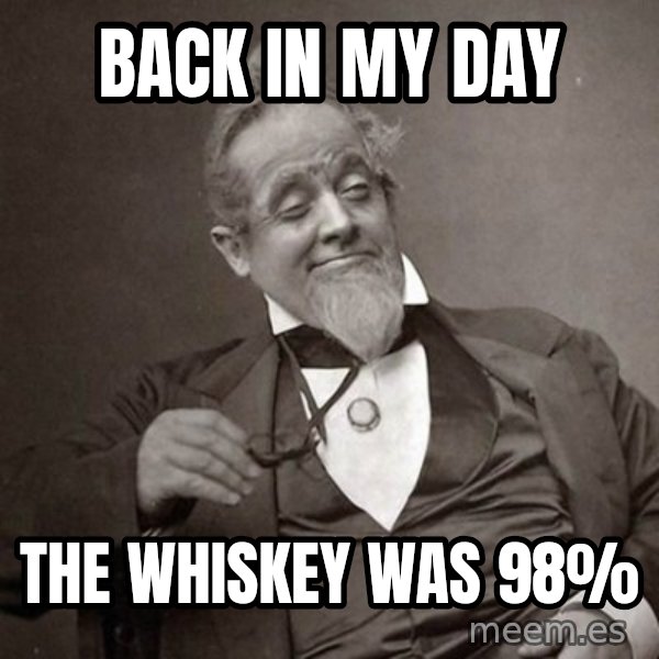 1889 [10] guy meme: BACK IN MY DAY / The whiskey was 98%