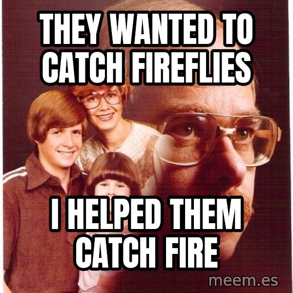 Vengeance Dad meme: they wanted to catch fireflies / i helped them catch fire