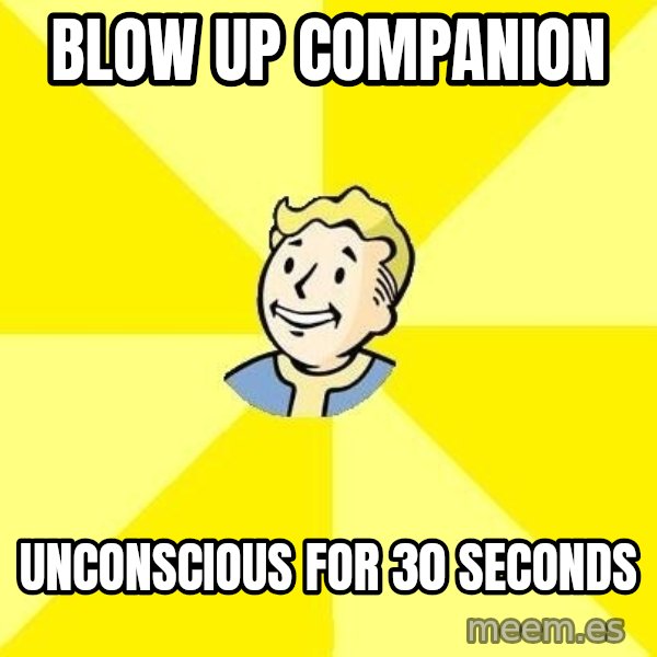 Fallout 3 meme: blow up companion / unconscious for 30 seconds