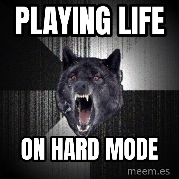 Insanity Wolf meme: Playing life / on hard mode