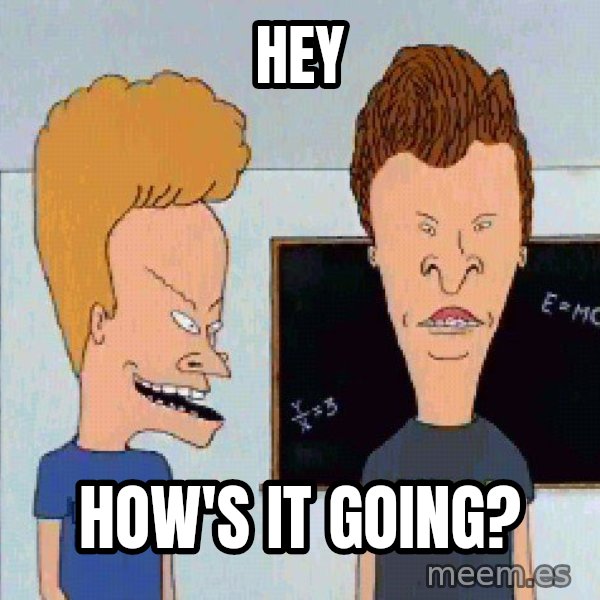 Beavis and butthead meme: Hey / How's it going?