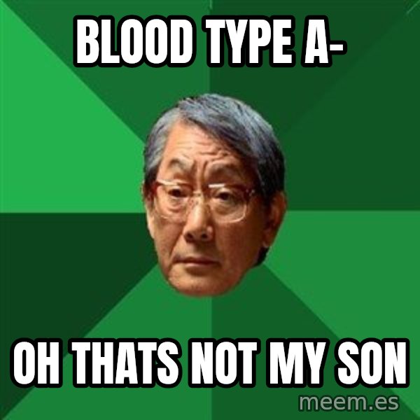 High Expectations Asian Father meme: Blood Type a- / Oh thats not my son
