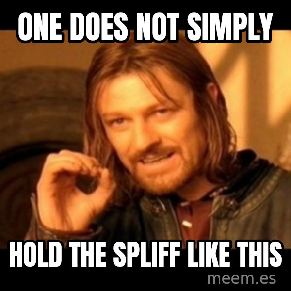 Does not simply walk into mordor Boromir  meme: One does not simply / hold the spliff like this