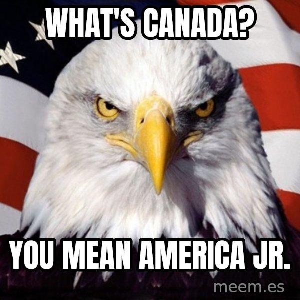 American Pride Eagle meme: What's canada? / you mean america jr.