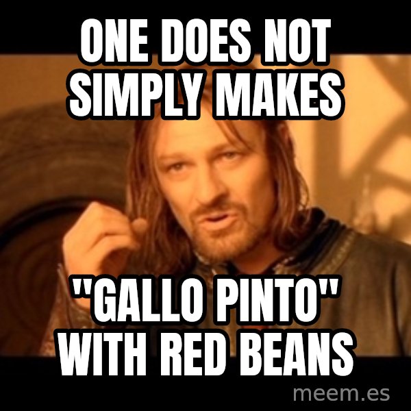 Lord Of The Rings Boromir One Does Not Simply Mordor meme: ONE DOES NOT SIMPLY MAKES / "GALLO PINTO" WITH RED BEANS