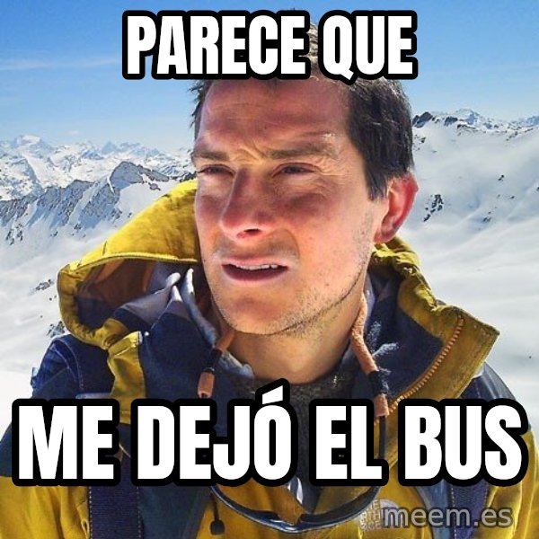 Bear Grylls Loneliness meme: parece que / me dejó el bus