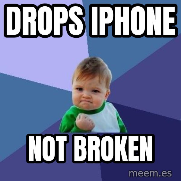 Success Kid meme: Drops iphone / not broken
