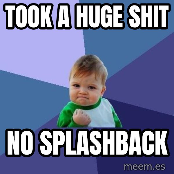 Success Kid meme: Took a huge shit / No splashback