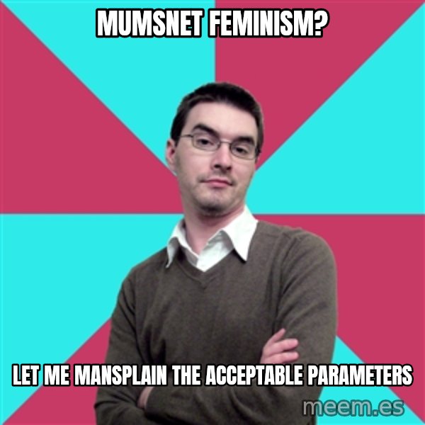 Privilege Denying Dude meme: Mumsnet feminism? / let me mansplain the acceptable parameters
