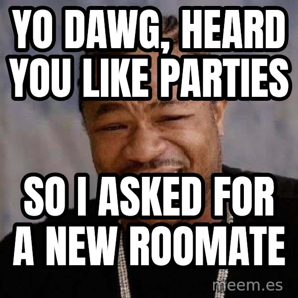 Yo Dawg meme: YO DAWG, HEARD YOU LIKE PARTIES / So i asked for a new roomate