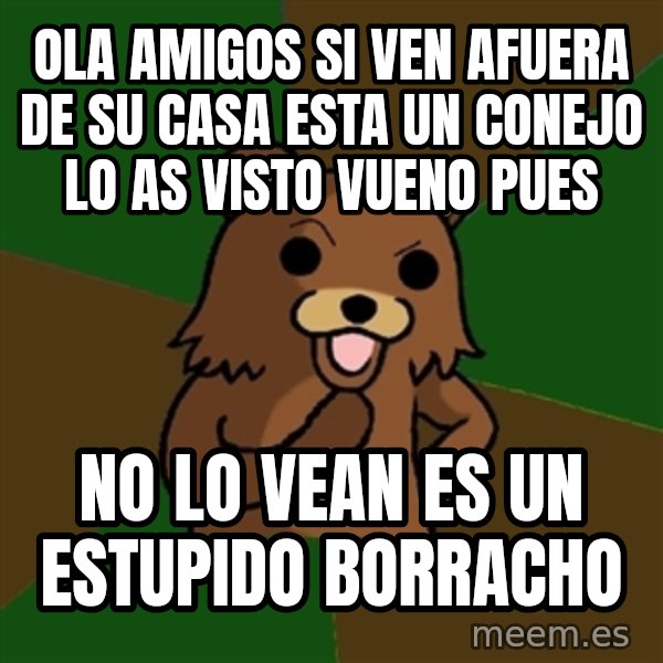 Pedobear meme: ola amigos si ven afuera de su casa esta un conejo lo as visto vueno pues / no lo vean es un estupido borracho