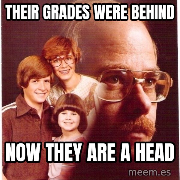 Vengeance Dad meme: Their Grades were Behind / NOw They are a head