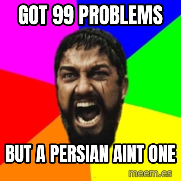 sparta meme: Got 99 problems / But a persian aint one
