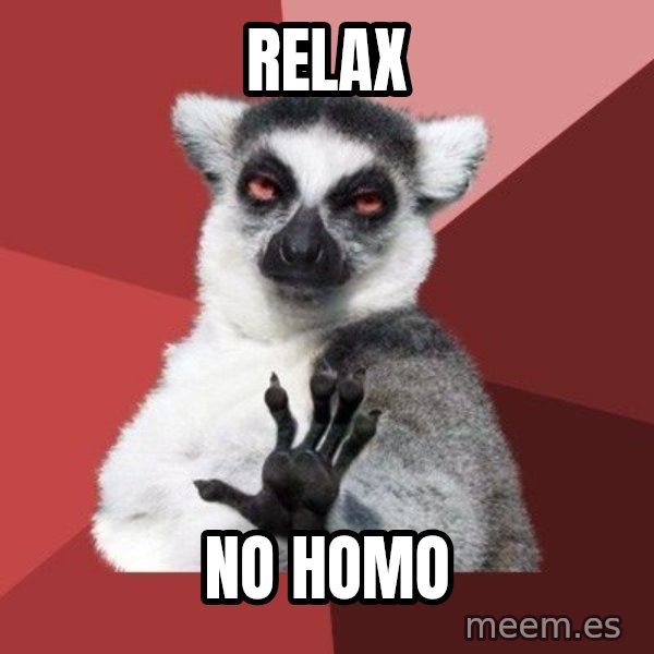 Chill Out Lemur meme: Relax / no homo