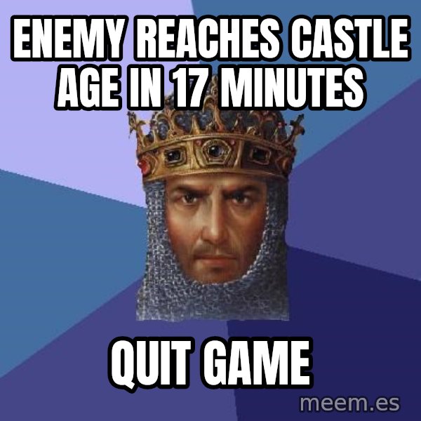 Age Of Empires meme: Enemy reaches castle age in 17 minutes / Quit game