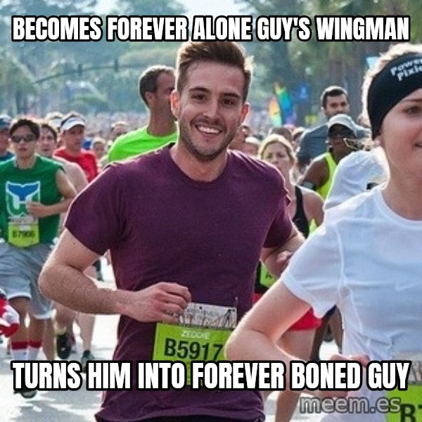 Ridiculously photogenic guy (Zeddie) meme: Becomes Forever Alone Guy's wingman / Turns him into Forever Boned Guy