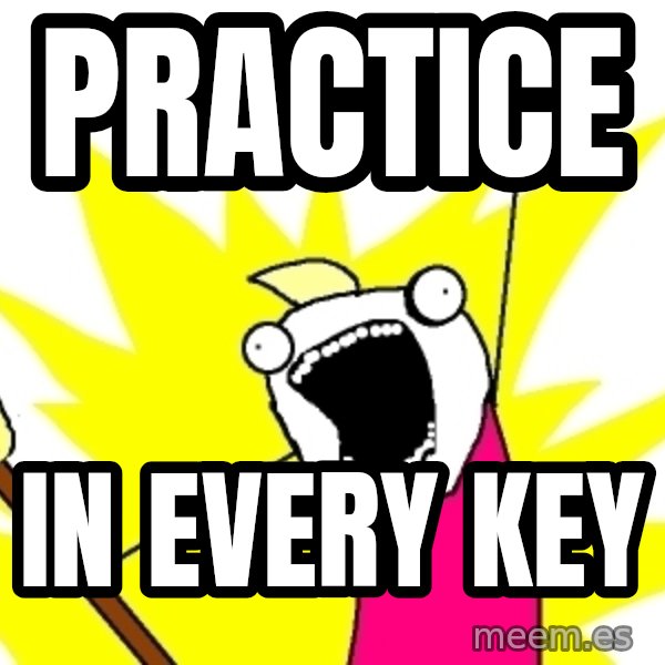 X ALL THE THINGS meme: practice / in every key