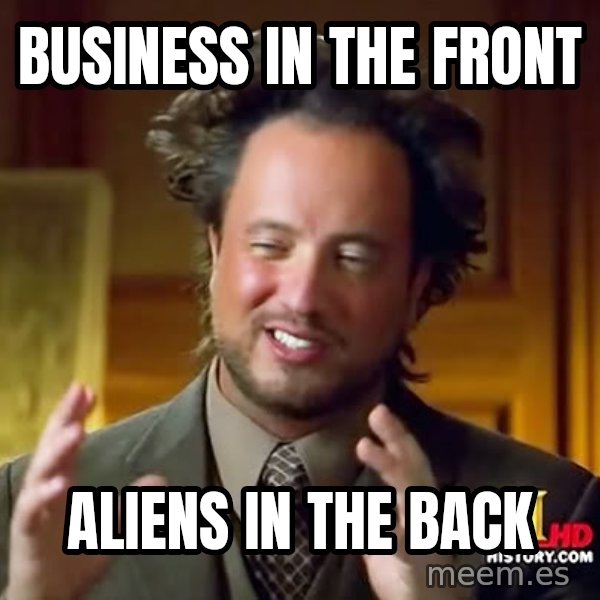 Giorgio A Tsoukalos Hair meme: Business in the front / aliens in the back