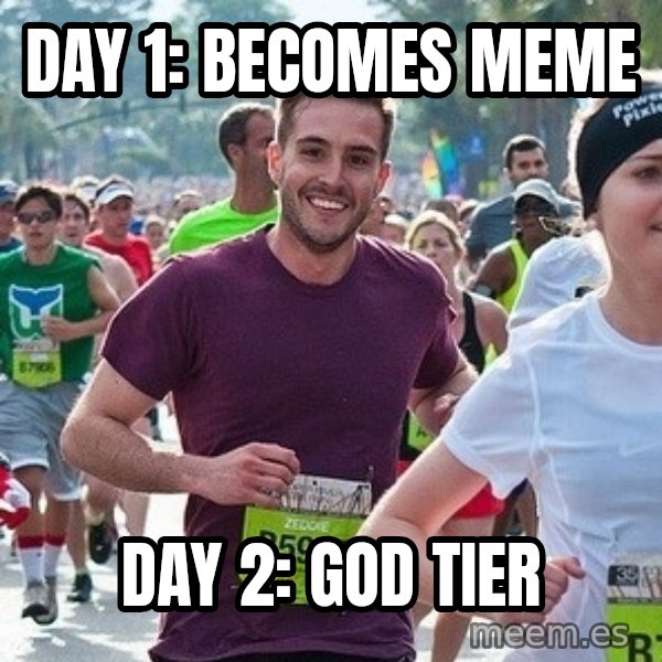 Ridiculously photogenic guy (Zeddie) meme: Day 1: Becomes meme / Day 2: god tier