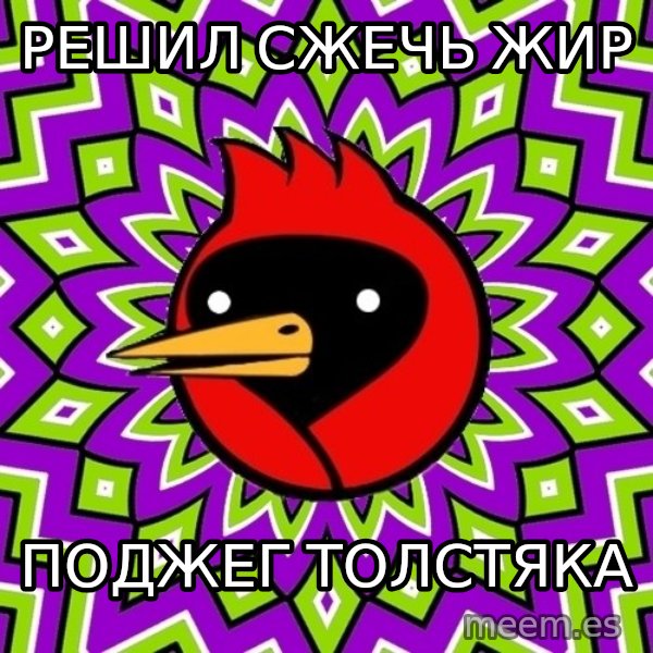 Omsk Crow meme: решил сжечь жир / поджег толстяка