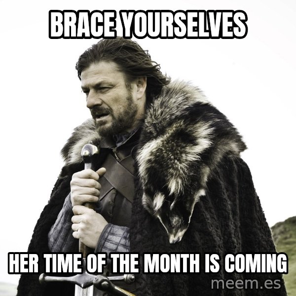Sean Bean Game Of Thrones meme: brace yourselves / her time of the month is coming