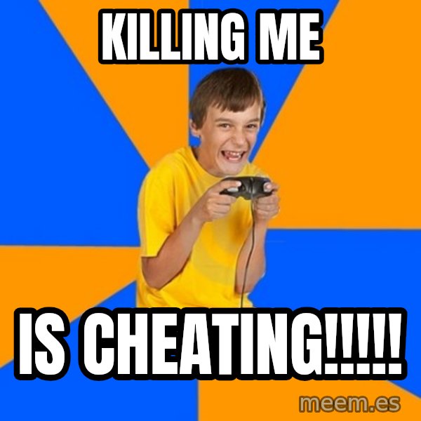 Annoying Gamer Kid meme: killing me / is cheating!!!!!