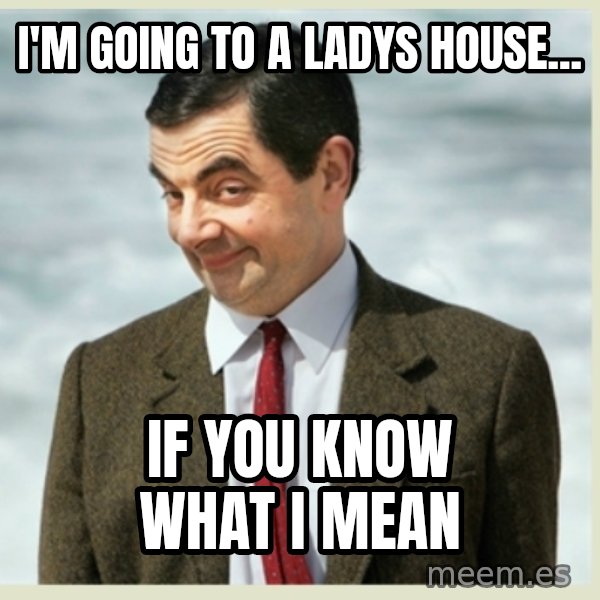 MR bean meme: i'm going to a ladys house... / if you know what i mean