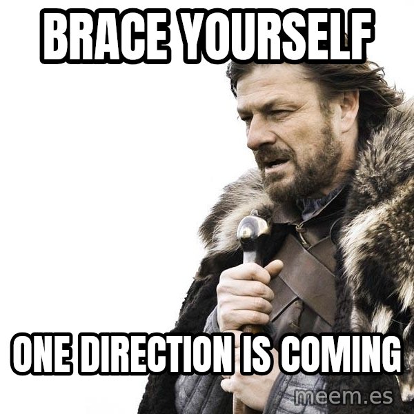 Winter is Coming meme: brace yourself / one direction is COMING
