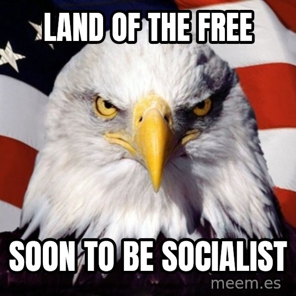 American Pride Eagle meme: Land of the free / soon to be socialist